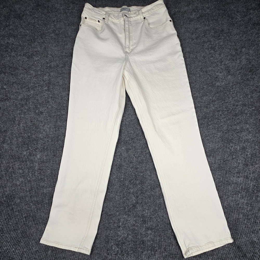 Abercrombie Fitch The 90s Straight Ultra High Rise Curve Jeans Cream Size 14